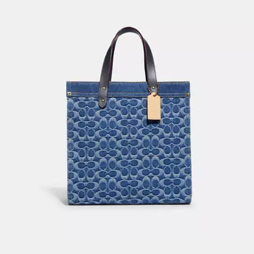 NWT❤️ Coach Signature Denim Field Tote 30 Crossbody Bag CA108
